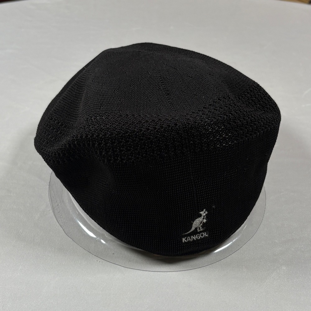 Kangol Flat Cap Mens XL Tropic 504 Ventair Black Mesh Ivy Hat EUC
